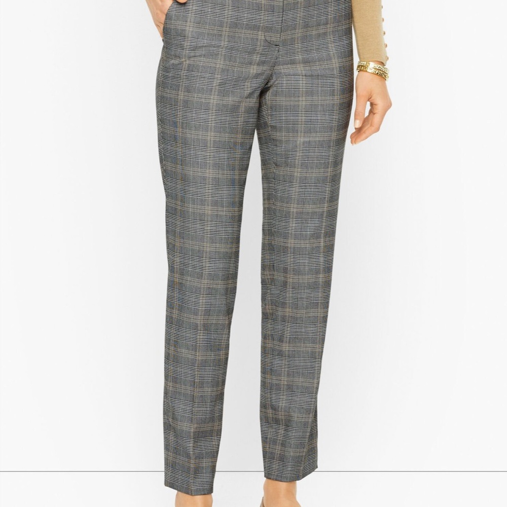 Talbots Glen‎ Plaid Gray Checkered Hampshire Ankle Stretch Pants Women's 8 NWOT